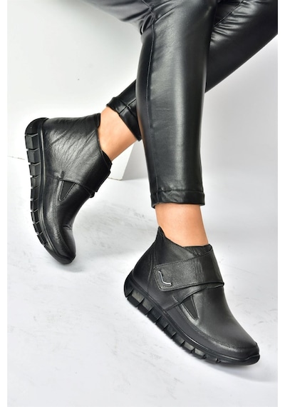Fox Shoes Siyah Hakiki Deri Comfort Ortopedik Taban Kadın Bot N555361003 Siyah