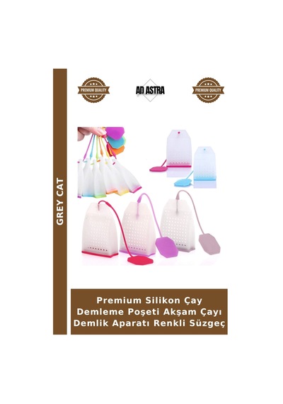 Premium Silikon Çay Demleme Poşeti Akşam Çayı Demlik Aparatı Renkli Süzgeç Çok Renkli