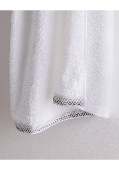 Madame Coco Topaze Pamuklu Banyo Havlusu - Beyaz/gri - 70x140 Cm 8684427297278