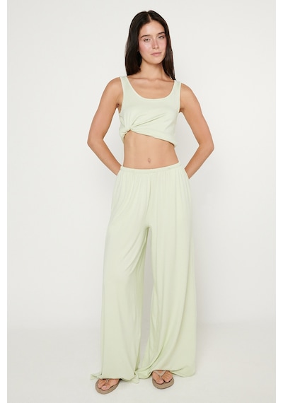 AC&Co / Altınyıldız Classics Kadın Mınt Yumuşak Dokulu Standart Fit Cepli Beli Lastikli Rahat Örme Pantolon Mint