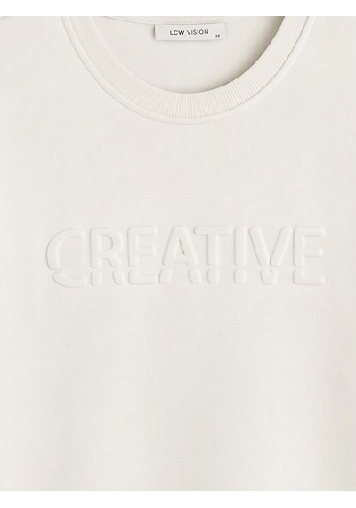 Lcw Vision Gri Bisiklet Yaka Baskılı Erkek Kalın Sweatshirt