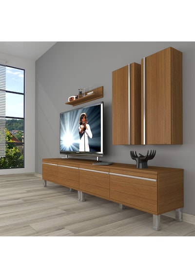 Decoraktiv Eko 5220t Mdf Krom Ayaklı Tv Ünitesi Tv Sehpası Ceviz