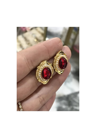 İnci Detaylı Vintage Model Zarif Küpe Altın