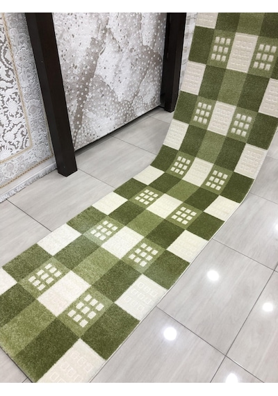 Saray Halı Samyeli 10854 Wy 80X300 Krem Yeşil 3 Metre Yolluk !