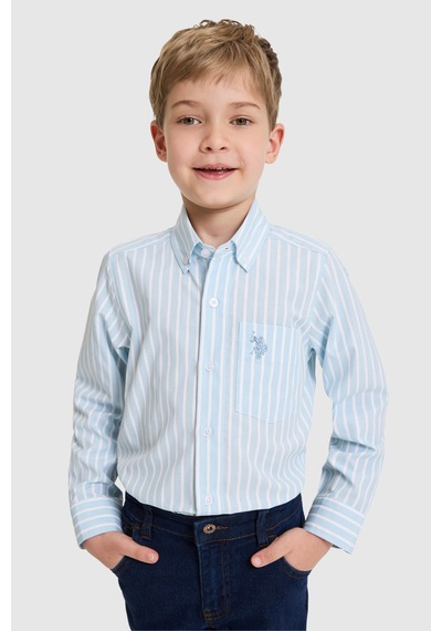 U.s. Polo Assn. Erkek Çocuk Mavi Gömlek Desenli 50324772-vr036