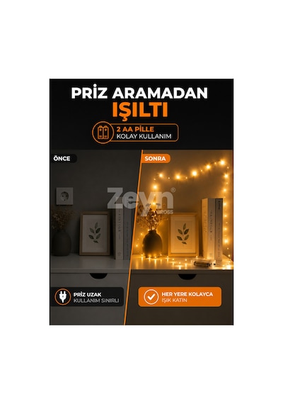 5 Metre Pilli Peri Led Işık Gün Işığı Dekoratif Tel Aydınlatma 2 Aa Kalem Pil İle Çalışan Oda Süsü Sarı