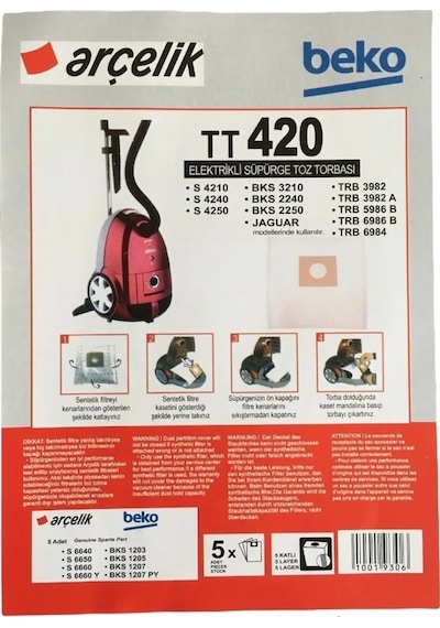 Arçelik Uyumlu Trb 6984 Süpürge Modeli 10 Adet Toz Torbası Trb6984