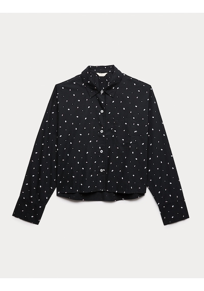 Marks & Spencer Desenli Pijama Üstü T37003706T Siyah