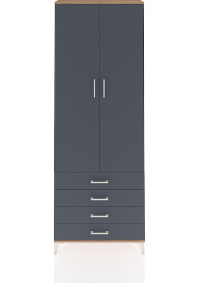 Arges Dolap 2 Raflı 4 Çekmeceli Tek Askılı 88x30x243 Çam-antr... Çam