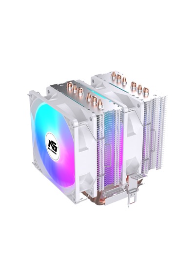 Ng Twin Frost 600w Rainbow Dual Fan Dual Radyatör 6 Bakır Borulu Cpu Soğutucu Beyaz