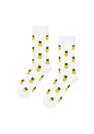 Carnaval Socks Beyaz Ananas Desenli Renkli Çorap Çok Renkli