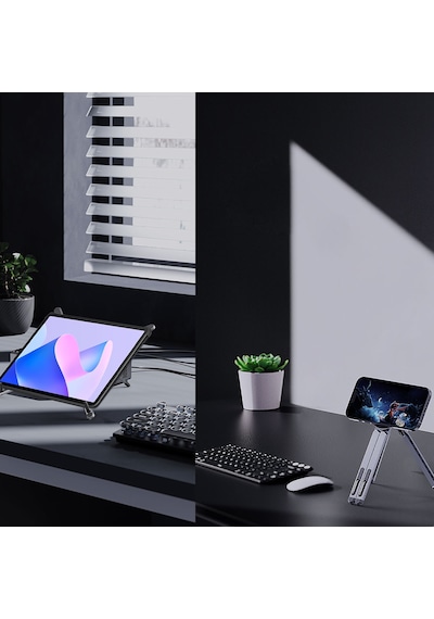 Lenyes Cr206 Çok Fonksiyonlu 8 Kademeli Ayarlanabilir Magnetik Laptop&tablet&telefon Standı Siyah