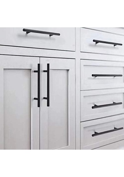 10 Adet Siyah Paslanmaz Çelik Metal Dolap Kulp 128 Mm