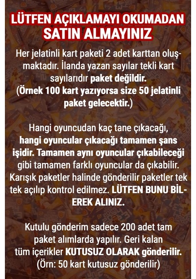 Süper Final 2023 Futbolcu Kartları - 200 Çift / 400 Adet