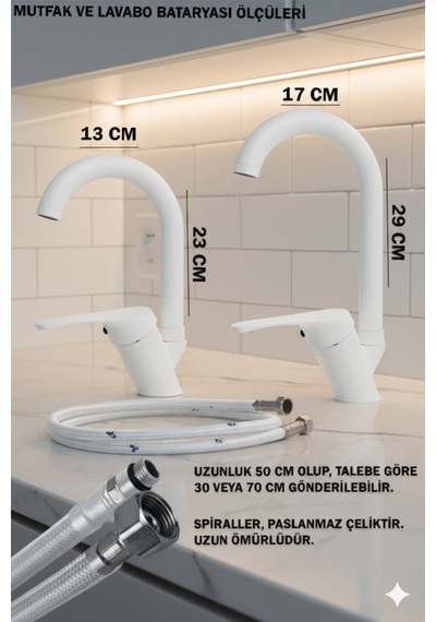 6901 Mutfak Lavabo Banyo Bataryaları Robot Duş Seti Aksesuarlar Siyah Beyaz Gold Krom Renkler Beyaz