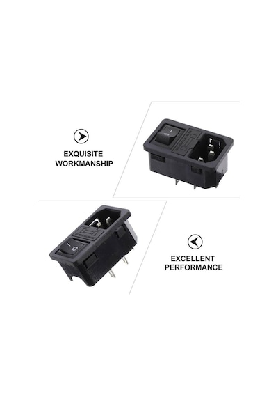 Koodmax 220v / 110v 10a Ac Power Güç Kaynağı Konnektörü - Erkek - Sigortalı - Anahtarlı