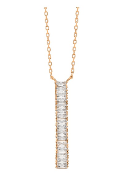 Dikey Taşlı Kolye 718924 Silver Gümüş