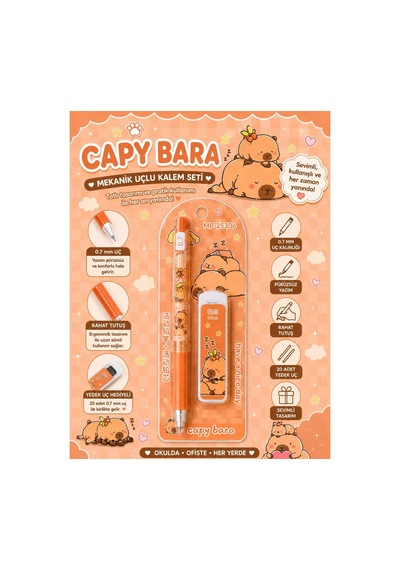 Capybara Desenli Uçlu Kalem Ve Yedek Uç Seti 0.7 Mm 1 Adet Set 4 4