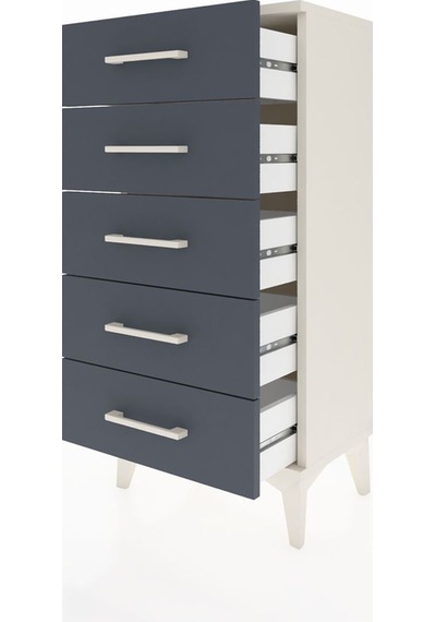 Arges Komodin 5 Çekmeceli 44x30x96 Aytaşı-antrasit Aytaşı