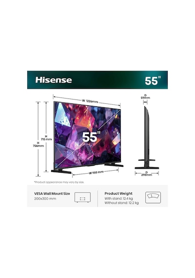 Hisense 55E7S Pro 55" 139 Ekran Uydu Alıcılı Smart 4K UHED VIDAA HI-QLED TV