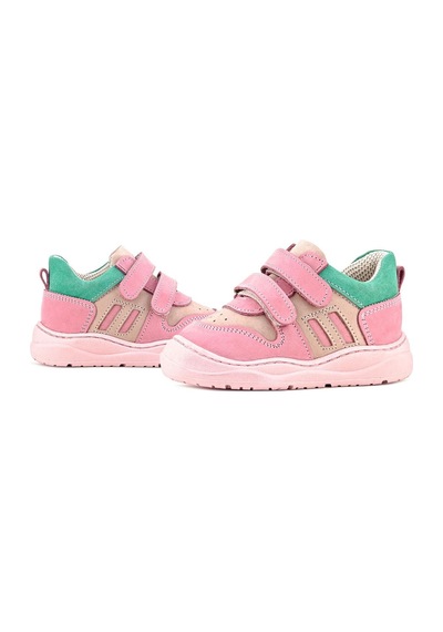 Rakerplus Schaggy Hakiki Deri Pembe Yeşil Bebek Spor Ayakkabı Pembe
