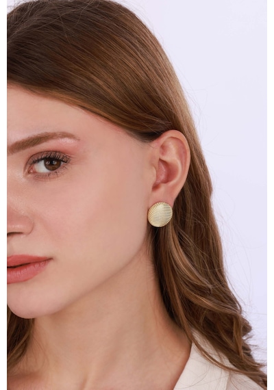Taşsız Düğme Model Gümüş Küpe - Rose Renk Gümüş