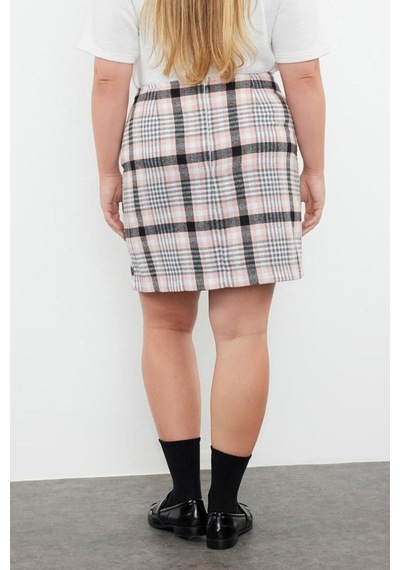 Ersefa Moda Büyük Beden Regular Ekose Desen Günlük Mini Boy Kadın Ekose Çok Renkli