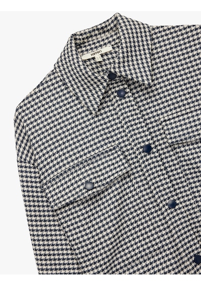 Koton Uzun Kollu Cepli Kazayağı Desenli Oversize Gömlek Ceket Lacivert Ekoseli 6wak50007pw 7c2 Koton Uzun Kollu Cepli Kazayağı Desenli Oversize Gömlek Ceket Lacivert Ekoseli 6wak50007pw 7c2