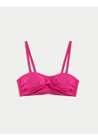 Marks & Spencer Destekli Önü Büzgülü Bandeau Bikini Üstü T52000939H Koyu Pembe