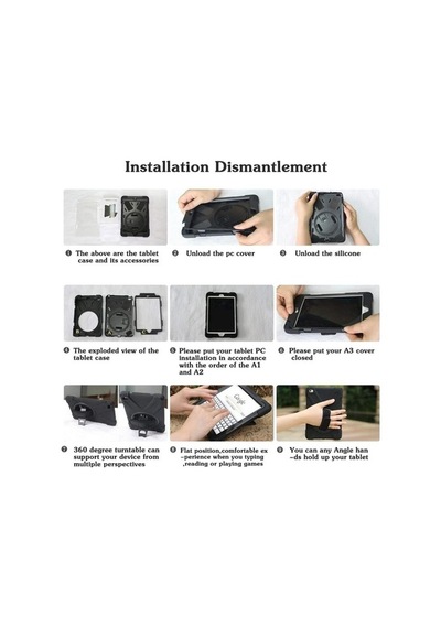 Apple Uyumlu iPad 2 3 4 Kılıf Defender Askılı Zırhlı Tank Case A1395 A1396 A13 - Siyah