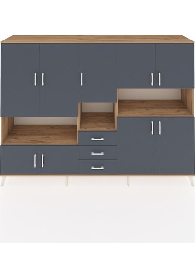 Hyperion Dolap 13 Raflı 3 Çekmeceli 9 Kapaklı 220x44x163 Çam-antr Çam-antrasit