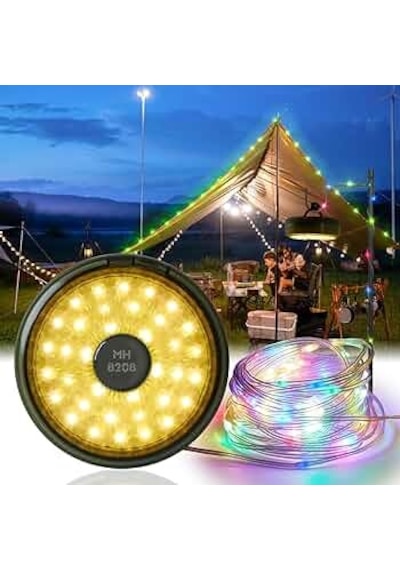 Şarjlı 10 Metre Ledli Şarj Göstergeli 8 Işık Modlu Hareketli Ve Flaşör Modlu Kamp Lambası Led Işık