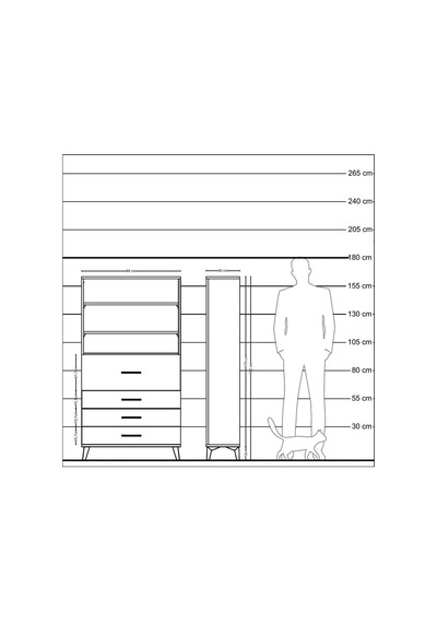 Arges Dolap 3 Raflı 4 Çekmeceli 88x30x163 Çam-antrasit Atlas Çam