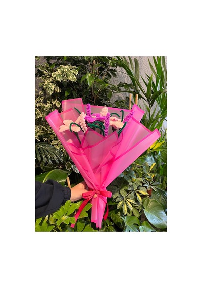 Şönil Lilyum Buketi El Yapımı Şıklık Pembe - 870245051 Pembe