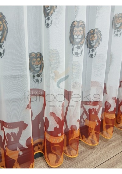 Gs Ultraslan Cimbom Taraftar Sarı Kırmızı 3kat Pileli Tül Perde