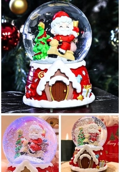 Noel Baba Hediyeler Temalı Işıklı Müzikli Kar Küresi Yılbaşı Noel Baba Hediyeler Temalı Kar Küresi Işıklı Müzikli 13 Cm Hediye 01