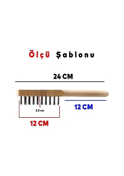 Badem10 Ahşap Saplı Tel Fırça Kir Pas Mangal Barbekü Izgara Çok Amaçlı Temizleme Fırçası No 6