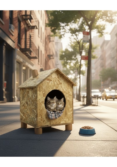 Reyo Orta Boy Kedi Evi Osb Su Yalıtımlı Rüzgar ve Soğuğa Dayanıklı Ahşap Kedi Evi Sokak Hayvanları İçin Kedi Barınağı Kedi Yuvası 43 x 40 x 37 CM CAT14