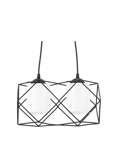 Modern Kare Geometrik 3lü Siyah Beyaz Cam Metal Sarkıt Avize K