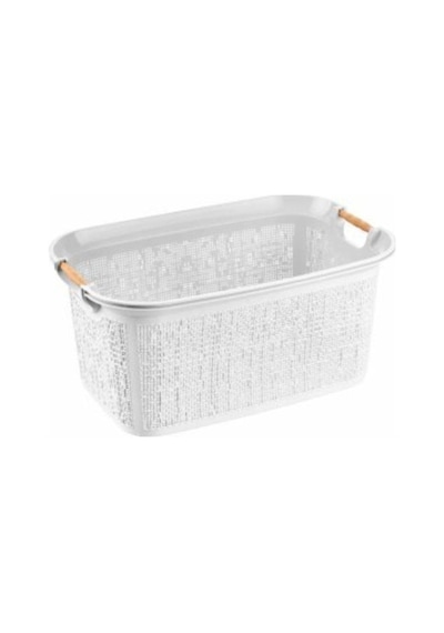 Woow Çamaşır Sepeti - Çamaşır Sepeti - Plastik Sepet 30 Lt - Beyaz Beyaz