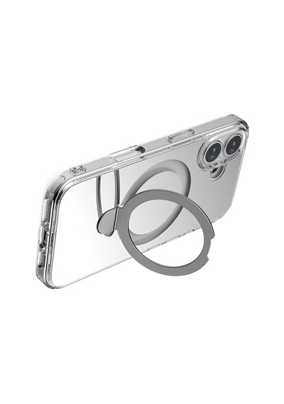 Apple Uyumlu iPhone 16 Kılıf Magsafe Şarj Özellikli Raptic Air Stand Serisi Aynalı Arka Yüzey Standlı Kapak Gri