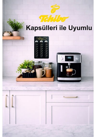 Kapsül Kahve Tutucu Stand Coffee Time Yazılı Mdf Duvar Organizer 21 Kapsül Kapasite Diğer