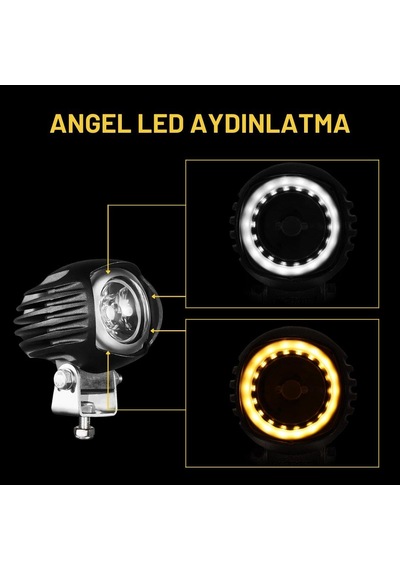 Nukrotech 2 Adet Set City 15w Motosiklet Sis Farı Angel Led Çerceveli