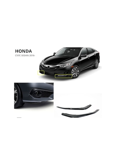 Honda Civic Fc5 Plastik Ön Tampon Flap Piano Black 2016-2021