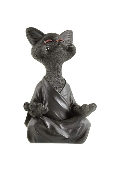 Dekoratif Yoga Yapan Kedi Biblo Meditasyon Kedi Heykeli Ev Dekoru