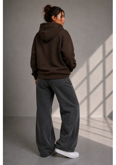 Bb Butik Basic Kadın Oversize Fermuarlı Kapüşonlu Sweatshirt Üç İplik Sweatshirt Hırka My3535 Kahverengi Bb Butik Basic Kadın Oversize Fermuarlı Kapüşonlu Sweatshirt Üç İplik Sweatshirt Hırka My3535 Kahverengi