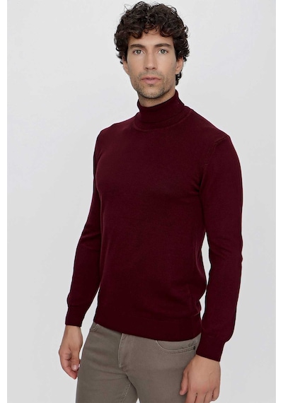 Morven Basic Dinamik Fit Rahat Kesim Balıkçı Yaka Triko Kazak 99kc017003752 Koyu Bordo