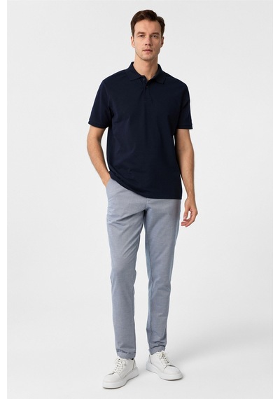 Süvari Lacivert Regular Armürlü Polo Yaka Tişört-37374 Lacivert