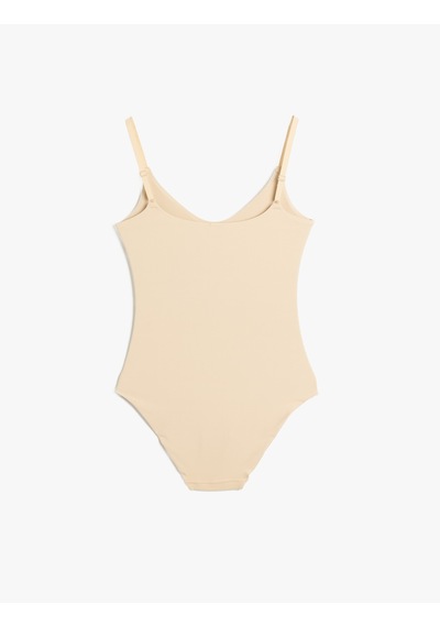 Koton Vücudu Saran Nefes Alan Kumaş Rahat Kalıp İnce Askılı Çıtçıtlı Bodysuit Ten Rengi 5slk00002mk