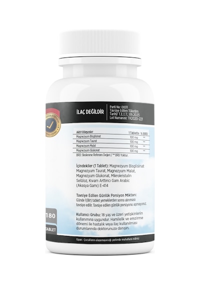 Flx Magnesium Bisglisinat Malat Taurat Glukonat 180 Tablet